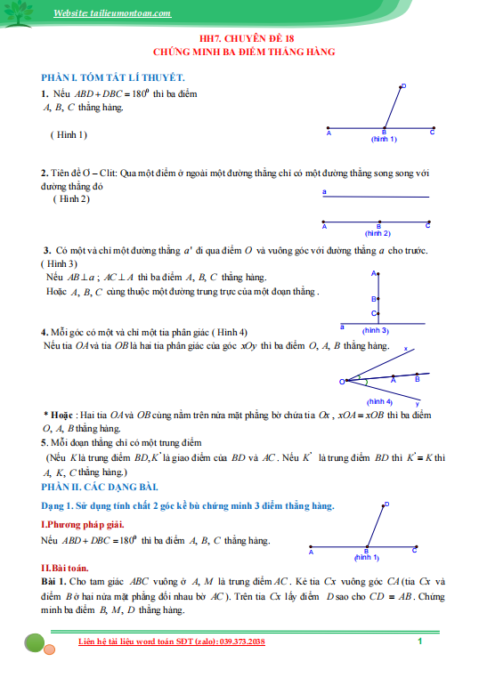 Chứng minh ba điểm thẳng hàng